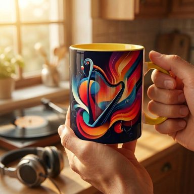 Abstract Art Musical Instrument Mugs